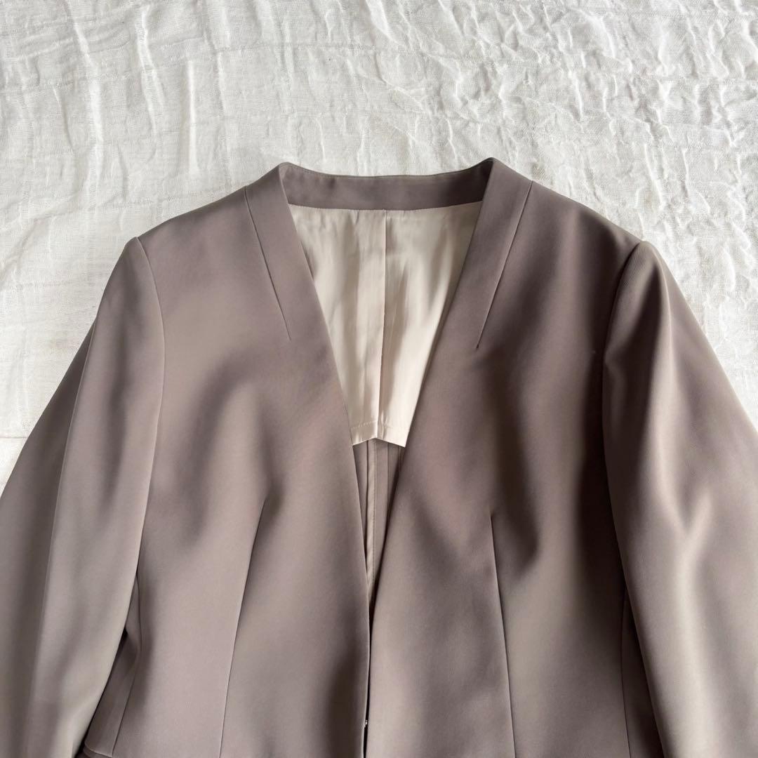 【1度着用のみ美品】 レミュー ウォッシャブル パンツスーツ ノーカラー