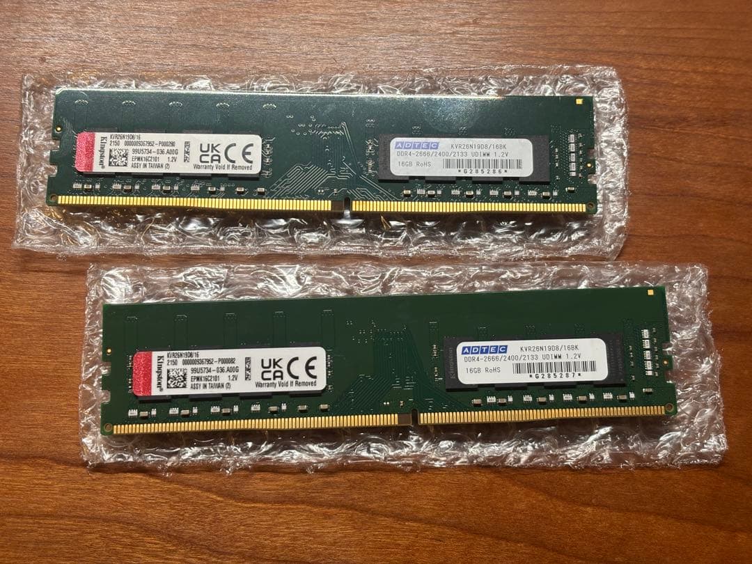 DDR4 2666 32GB(16GB×2)PC4-21300 Kingston