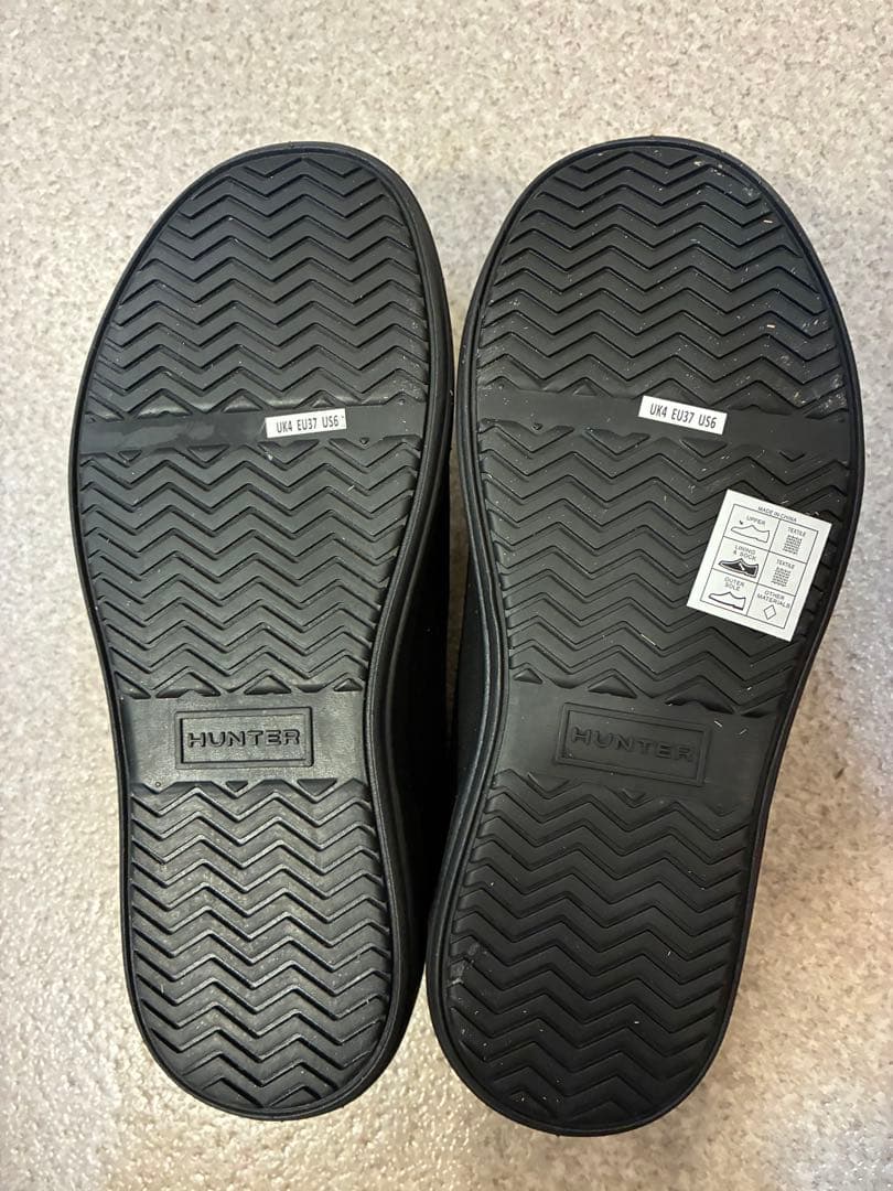 HUNTER ブラック スリッポンブーツ