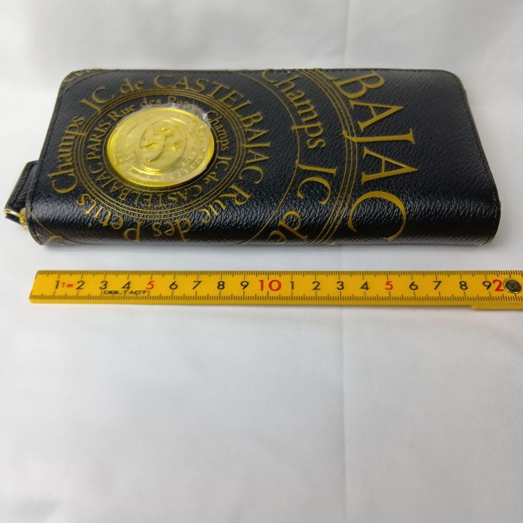 【極美品】カステルバジャック 長財布 ラウンドファスナー 黒 金 保護シール付