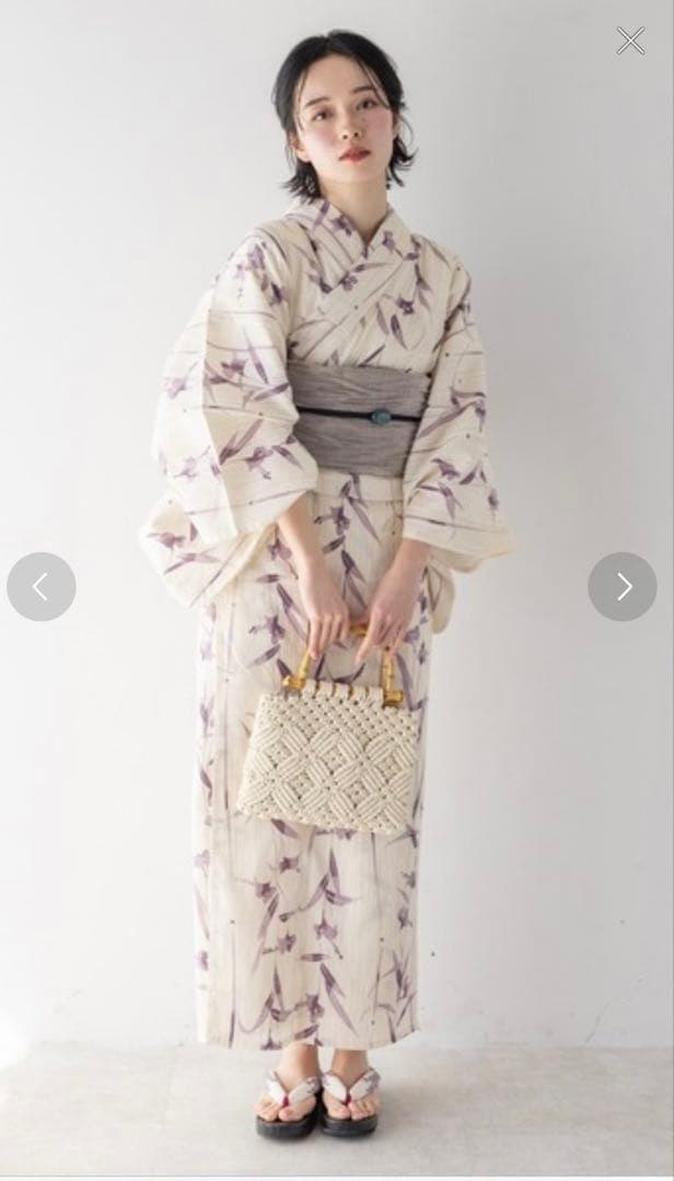 【5点セット】ゆかた舘グレース　浴衣・帯・草履・腰紐2本セット