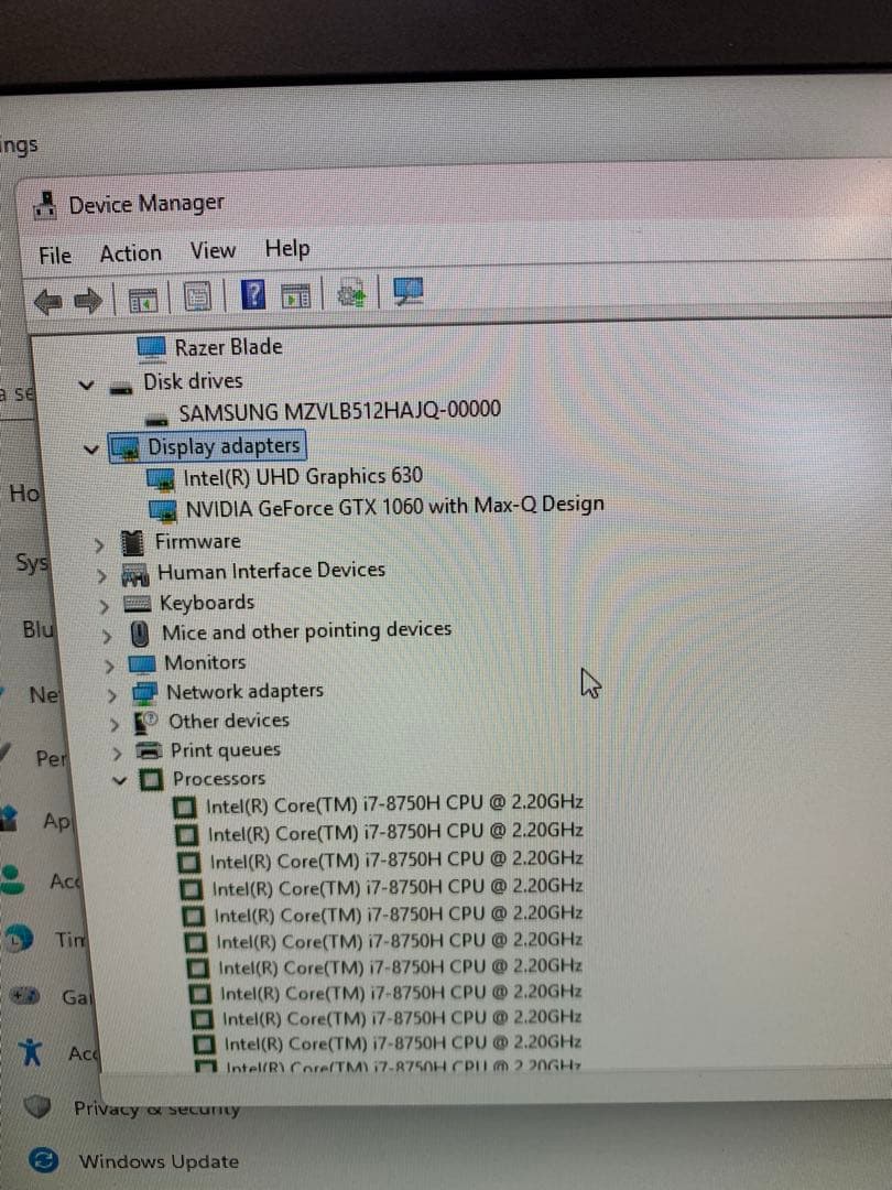 Windowsノート本体 ASUS RAZER 15 GAMING Core i7- 8750H
