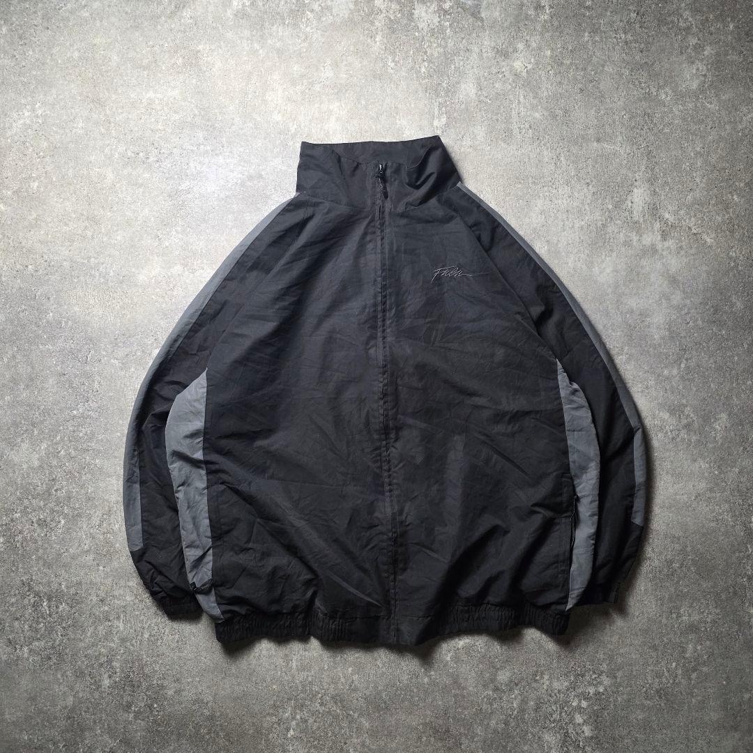 90sFUBUフブナイロンジャケットy2kヒップホップB系刺繍ロゴブラック黒XL