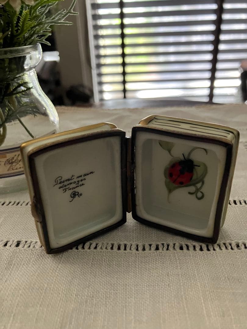 リモージュボックス アンティークガーデニングブック てんとう虫 フランス製 本