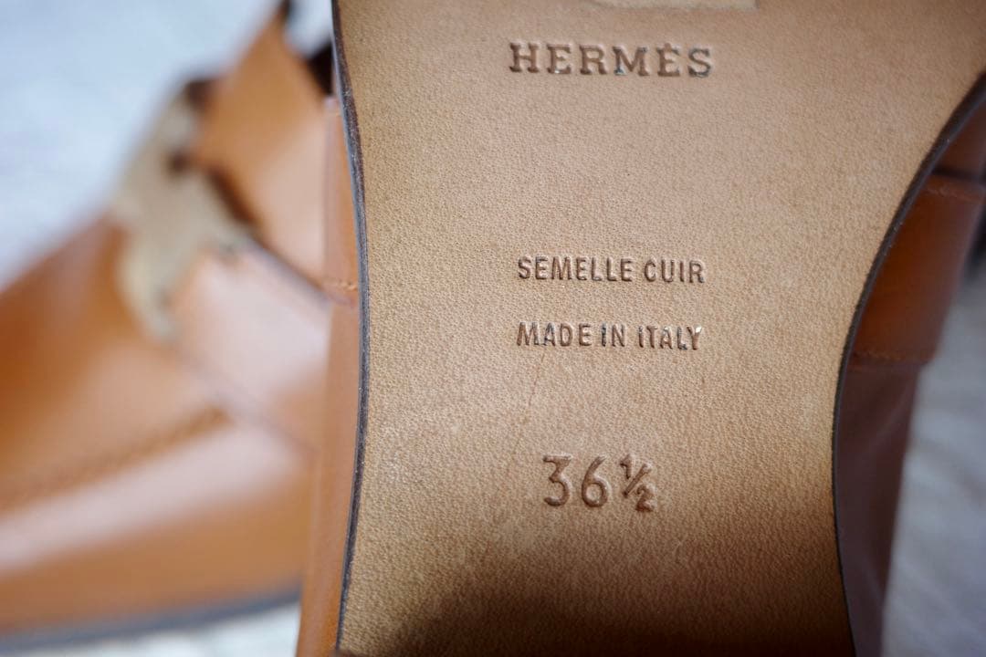 【正規品・極美品】 HERMES ローファー 36.5 木製Hバックル 箱付き