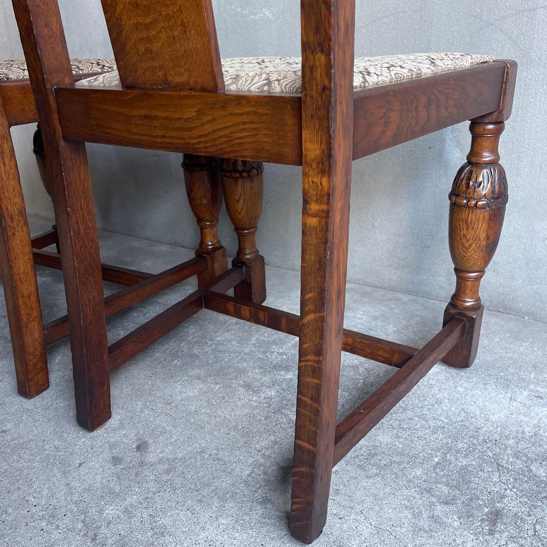 英国製 ダイニングチェア オールド アンティーク　オーク材　2脚セット