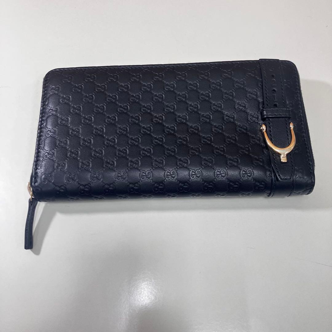 【美品】GUCCI グッチ 長財布 GG柄 ブラックラウンドファスナー