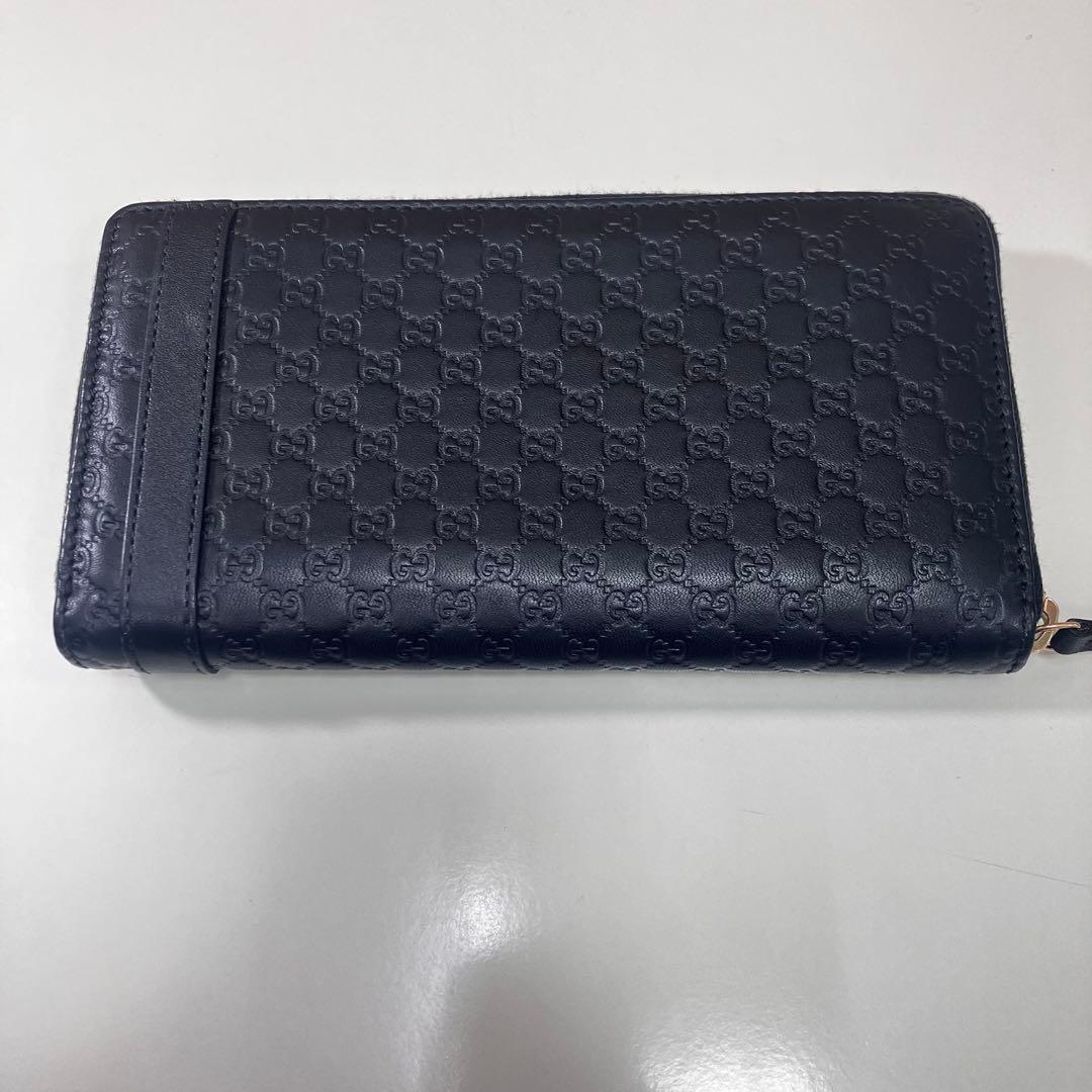 【美品】GUCCI グッチ 長財布 GG柄 ブラックラウンドファスナー