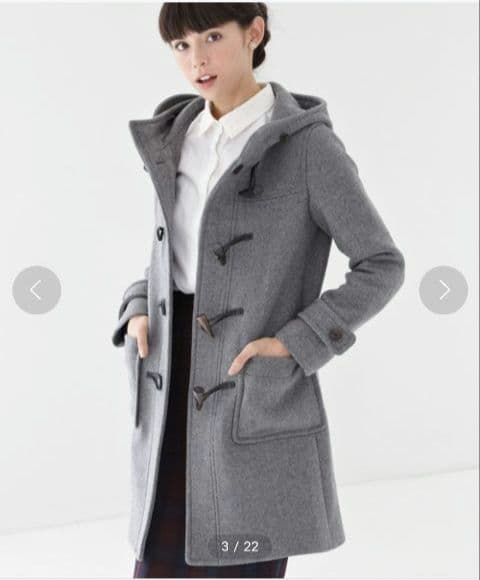 グリーンレーベルリラクシング　ウールメルトンダッフルコート グレー　Lサイズ