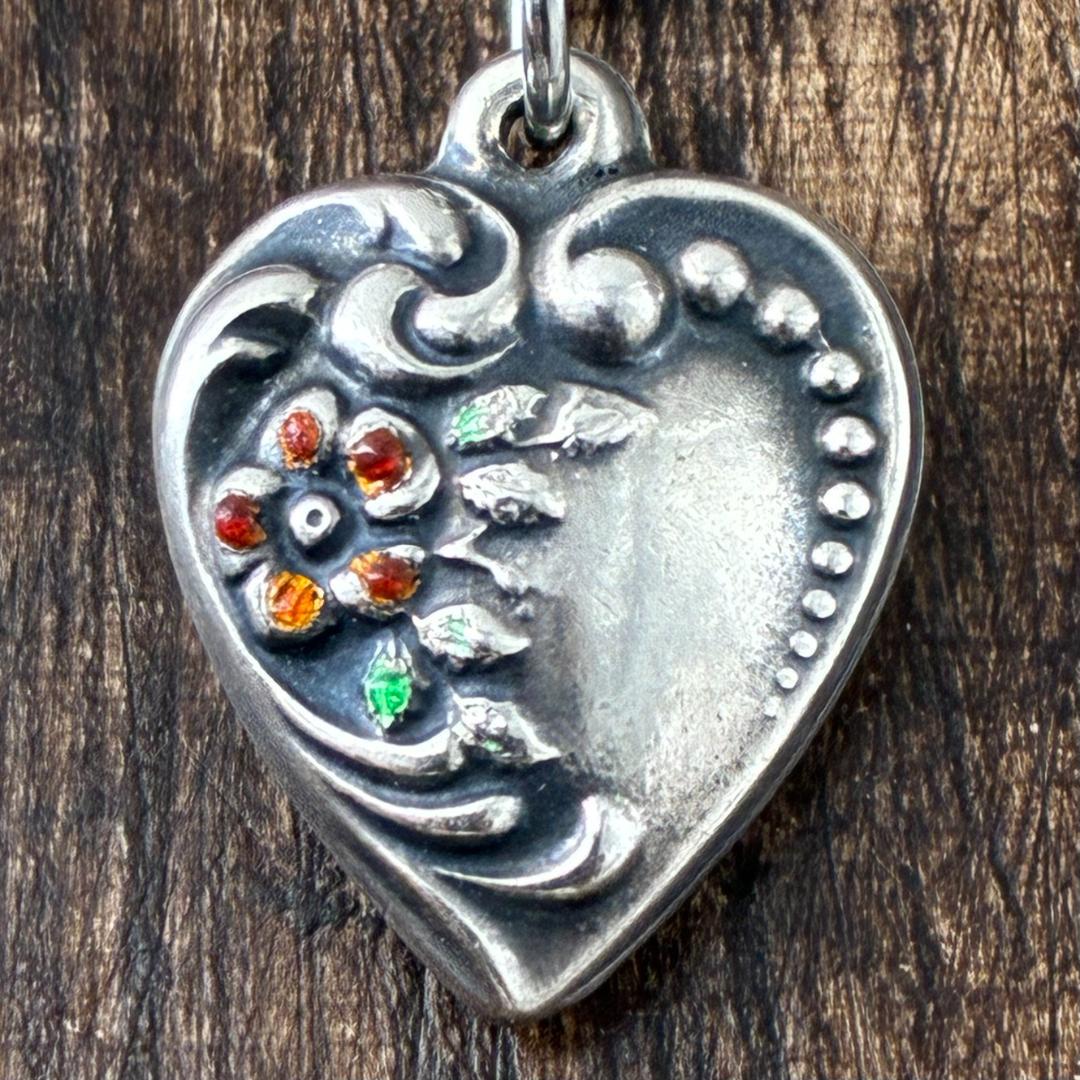 スウィートハートジュエリー勿忘草 エナメル シルバー ヴィンテージネックレス