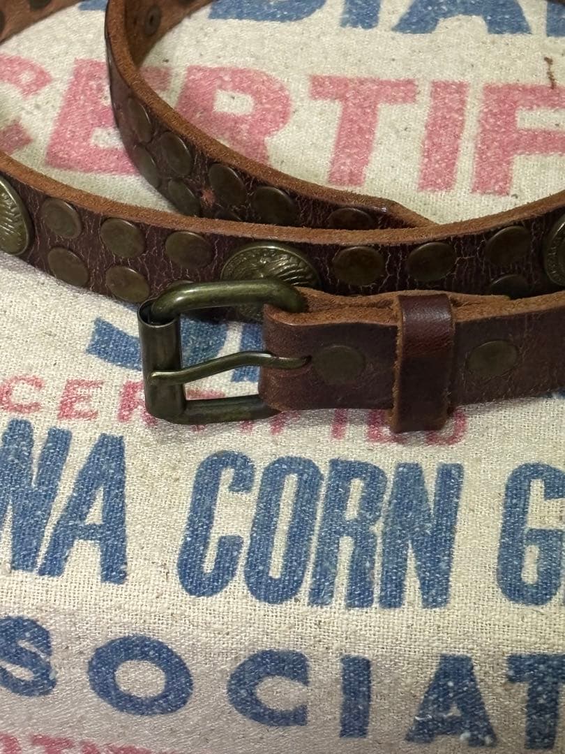 【新品、未使用】RRL/ダブルアールエル /&スタッズ ナローベルト