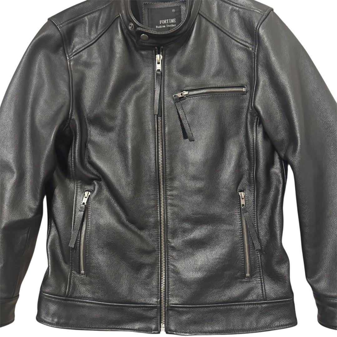 牛革　カウレザー　シングルライダースジャケット　バイカー　ビンテージ　ブラック