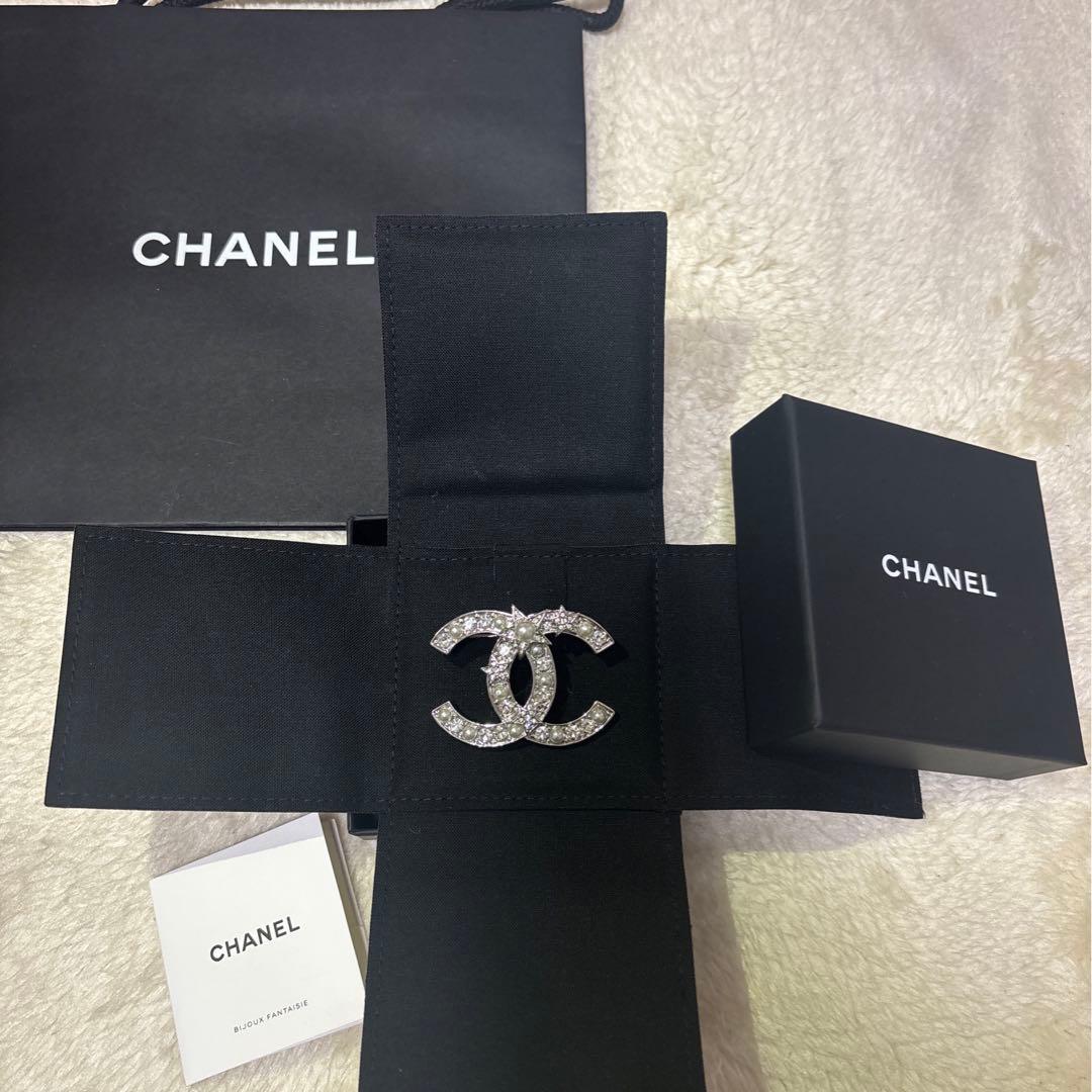 未使用 CHANEL 25SS スター&パール レア ブローチ キラキラ