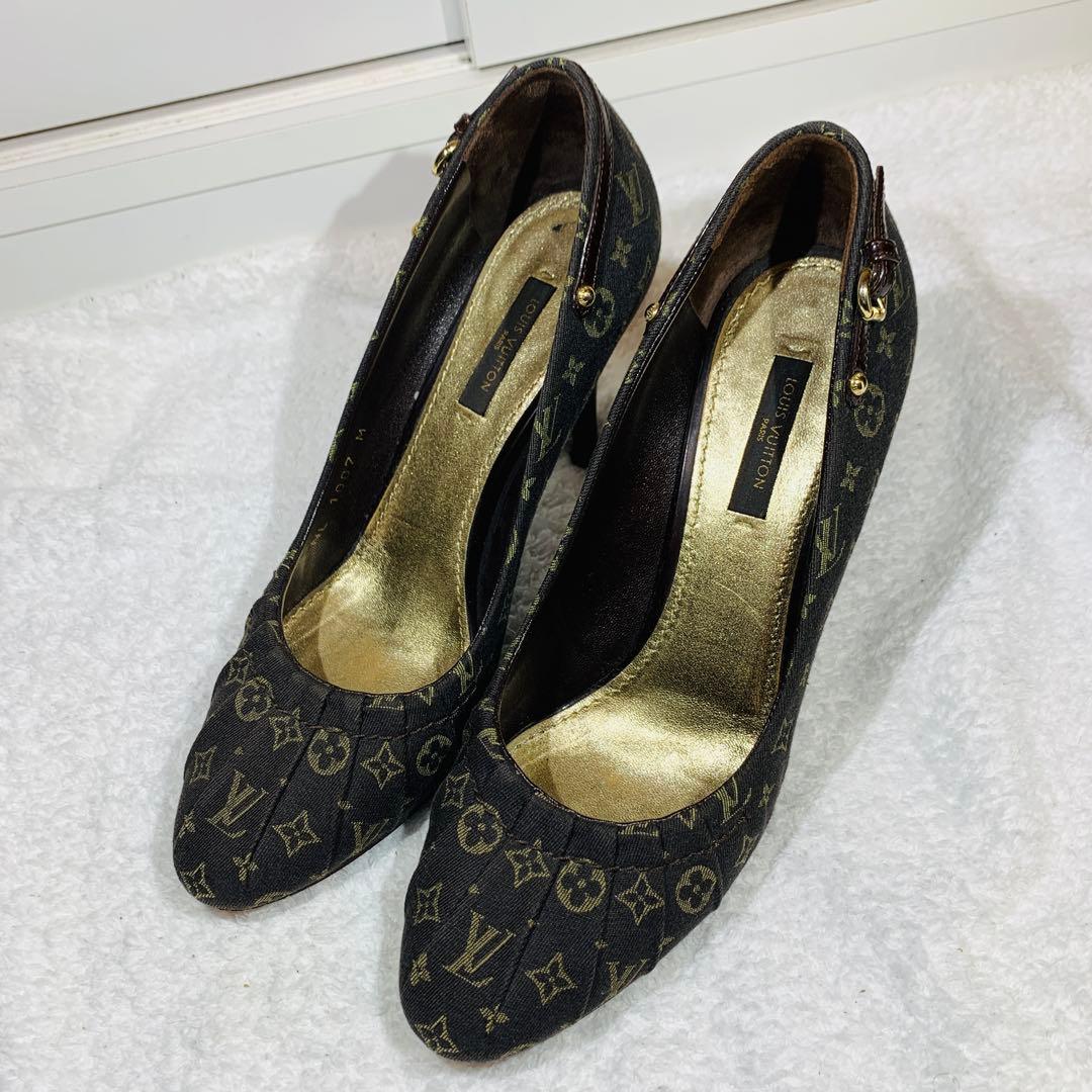 ⭐️ルイヴィトン パンプス モノグラム ベルトデザイン キャンバス、23.5cm