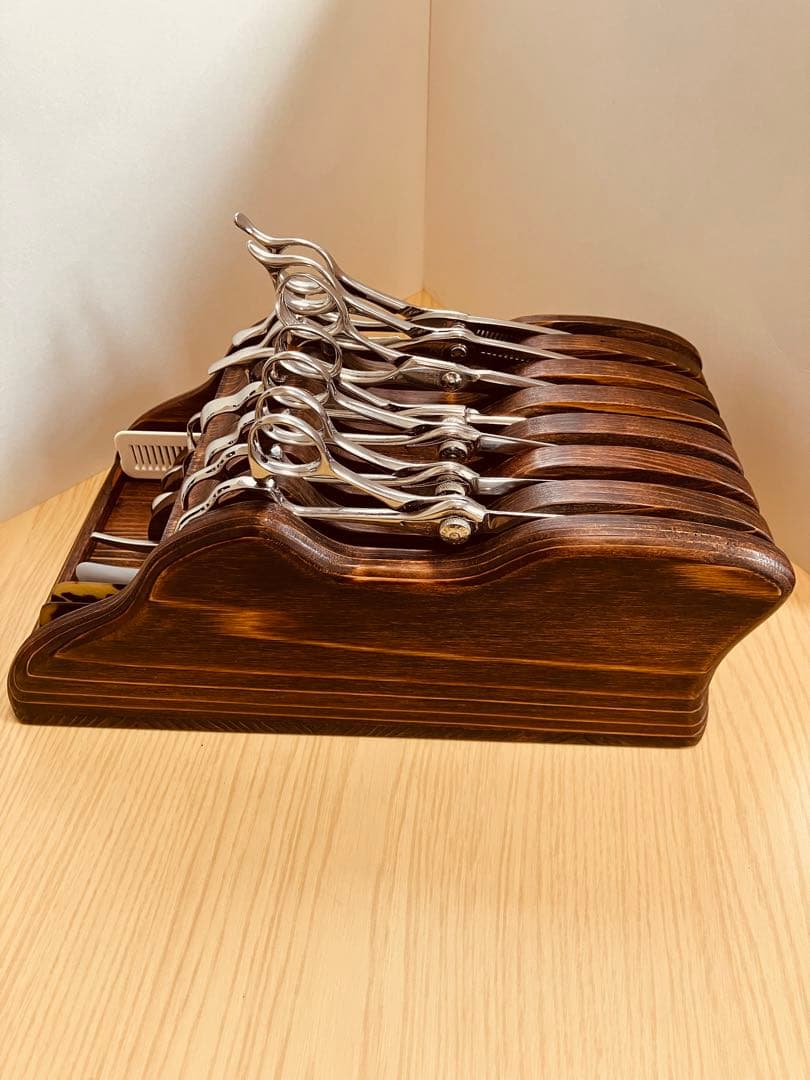 木製シザートレイ　シザートレー　シザースタンド　ハサミ皿　Aタイプ