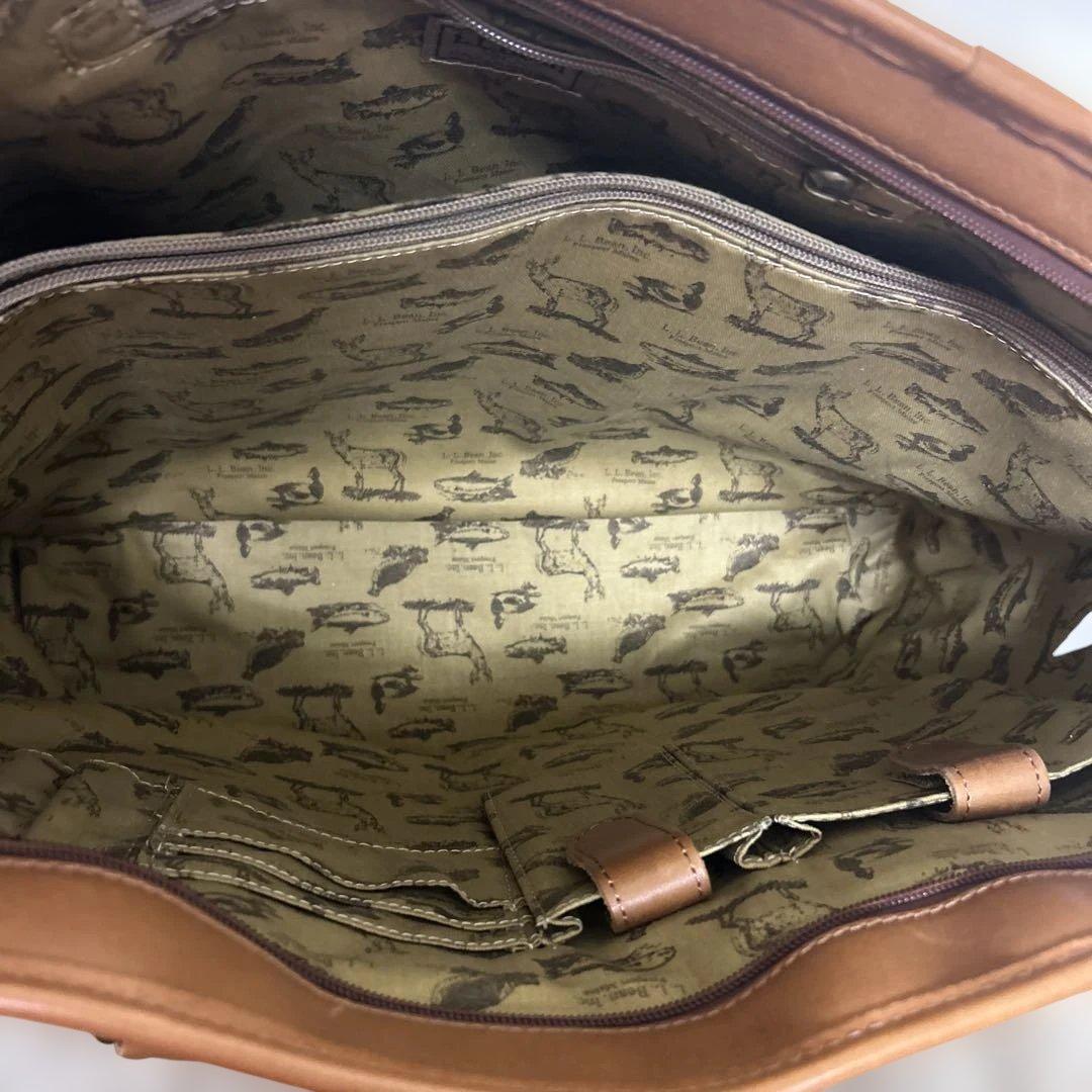 L.L.Bean レザートートバッグ 大 ヴィンテージ　内部総柄