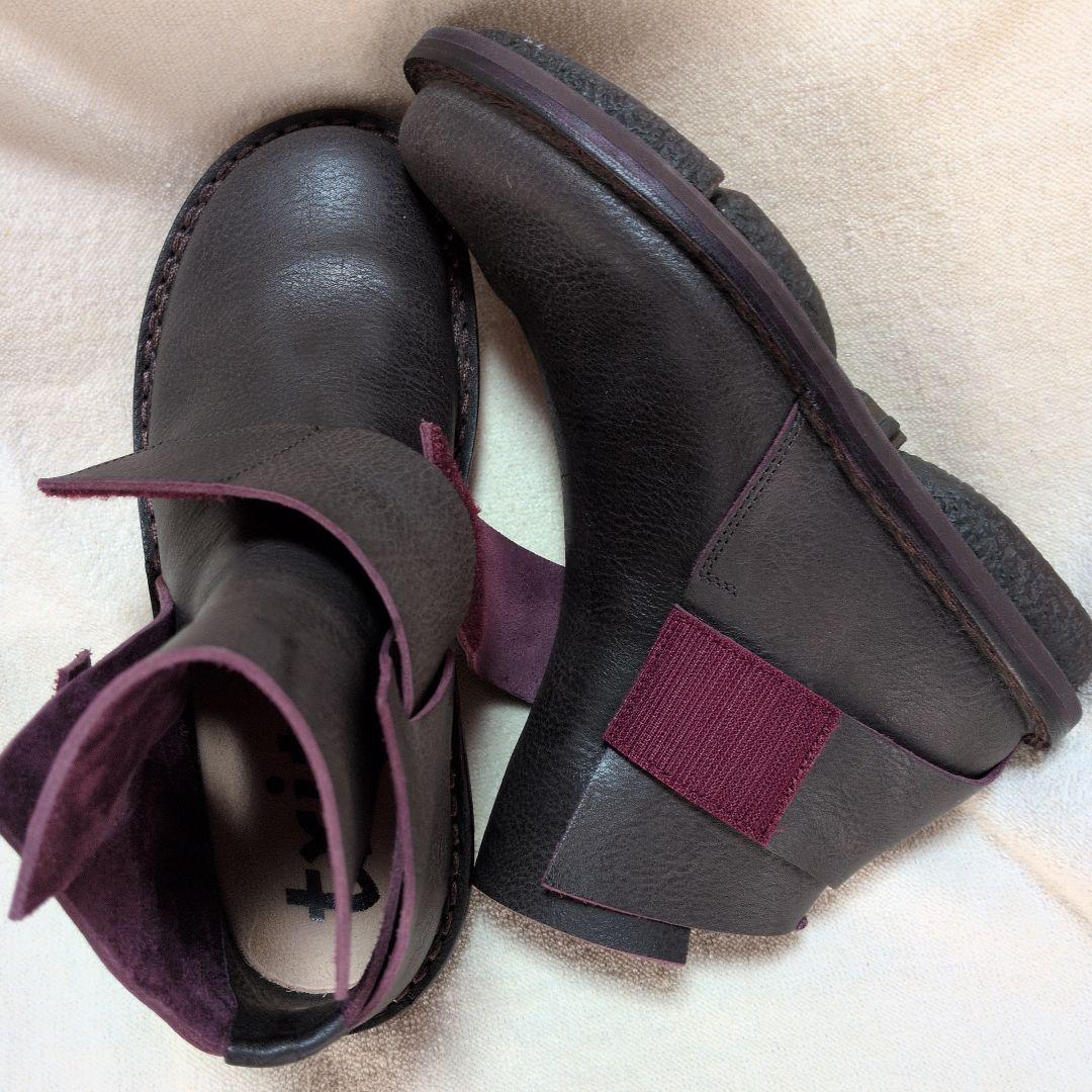 お値下げトリッペンダークグレーレザー ストラップブーツ