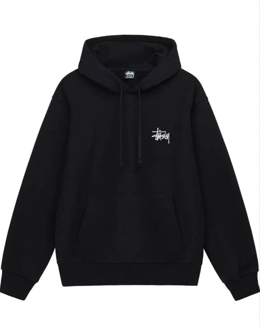 STUSSY ベーシック プルオーバー フード パーカー ブラック L//