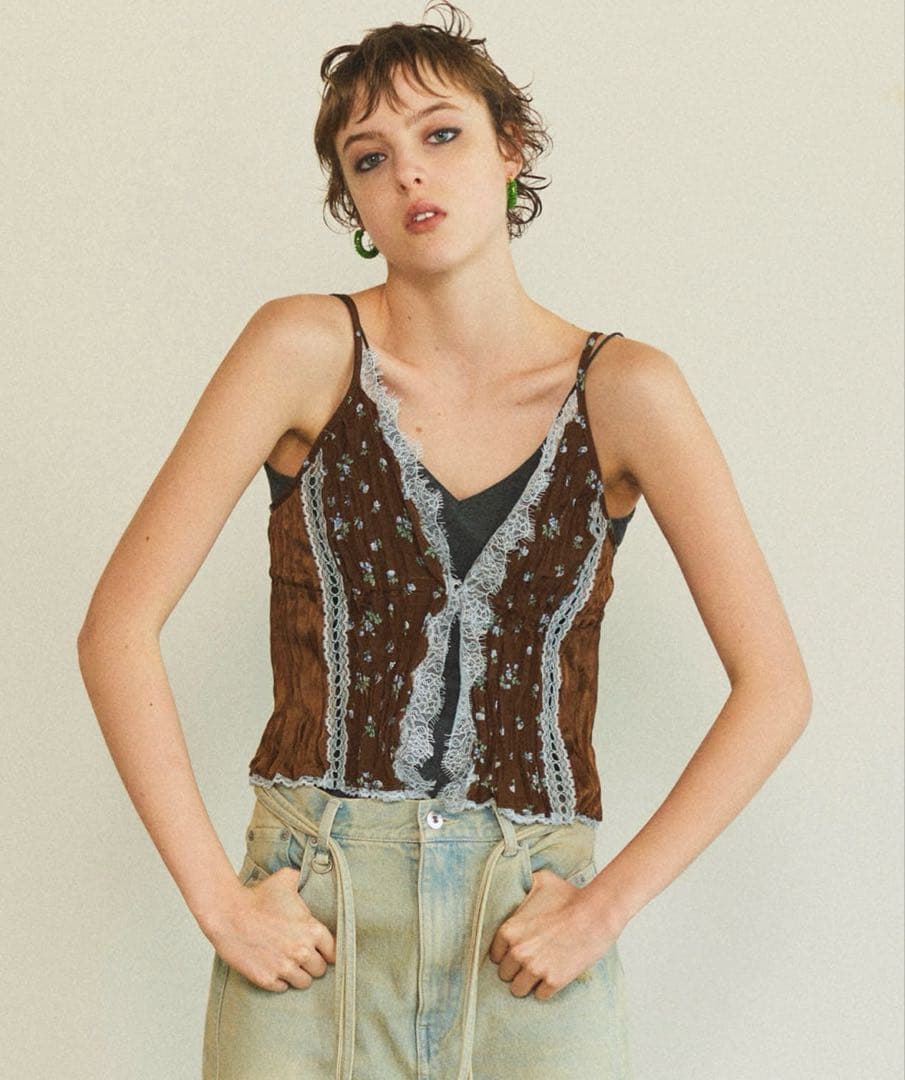 MAISON SPECIAL スモールフラワーワッシャーキャミソール