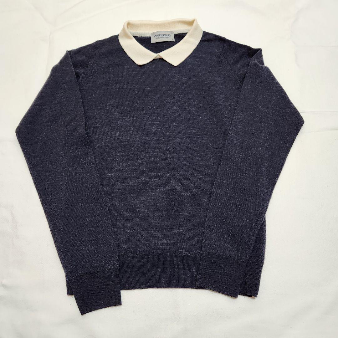 ジョンスメドレー　バイカラークレリックニットポロ