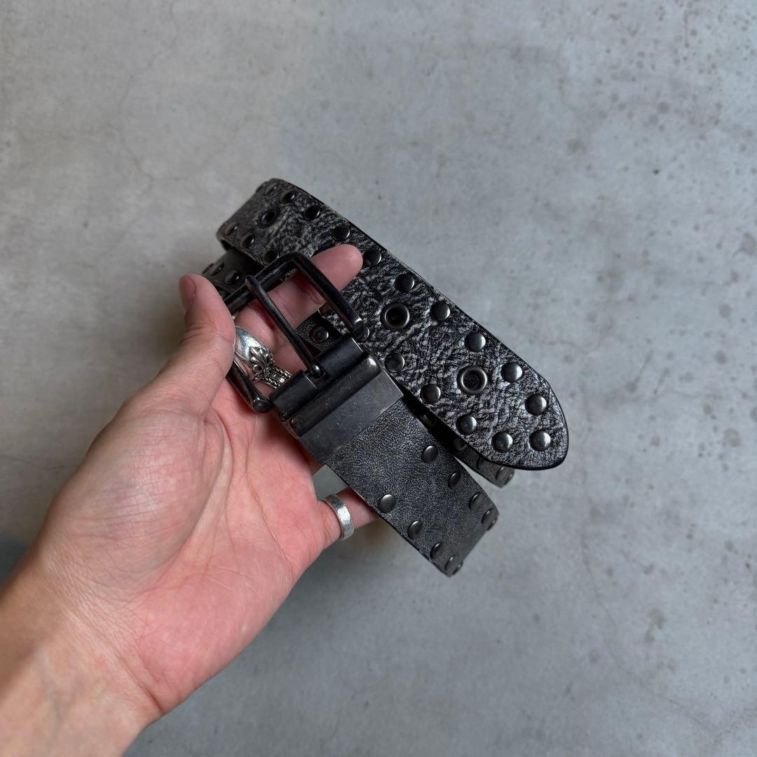 Jaded London スタッズ付きブラックレザーベルト