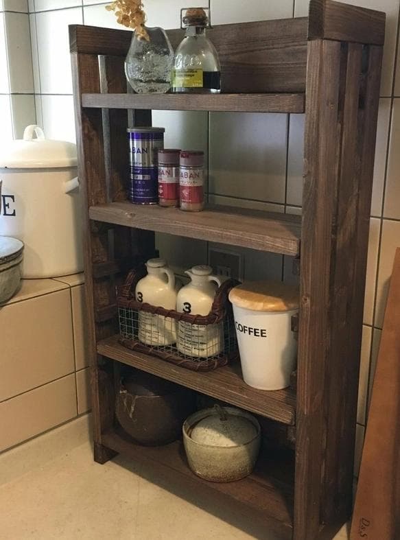 【サイズオーダー可】【引取可能】可動棚付き収納棚 本棚トイレ収納（可動棚2枚付）