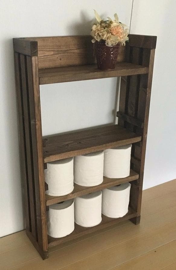 【サイズオーダー可】【引取可能】可動棚付き収納棚 本棚トイレ収納（可動棚2枚付）