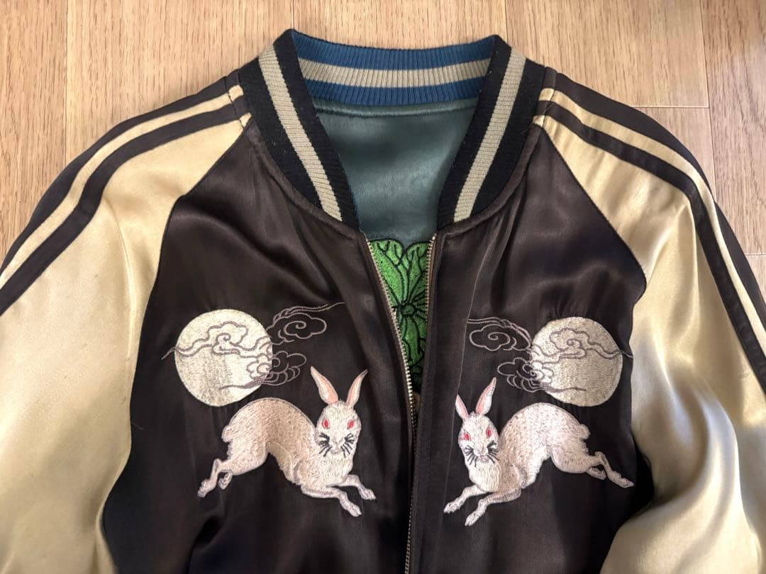 花旅楽団　刺繍　リバーシブル　スカジャン　月に兎　蓮に金魚　Lサイズ