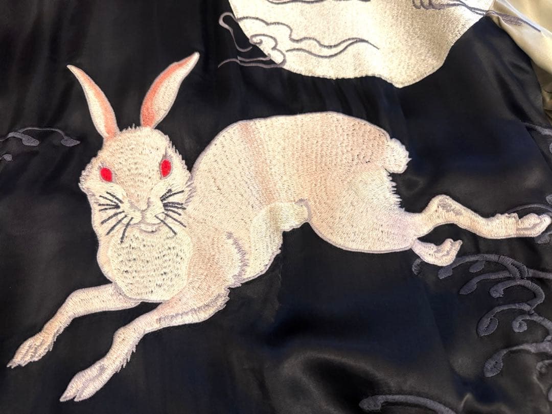 花旅楽団　刺繍　リバーシブル　スカジャン　月に兎　蓮に金魚　Lサイズ