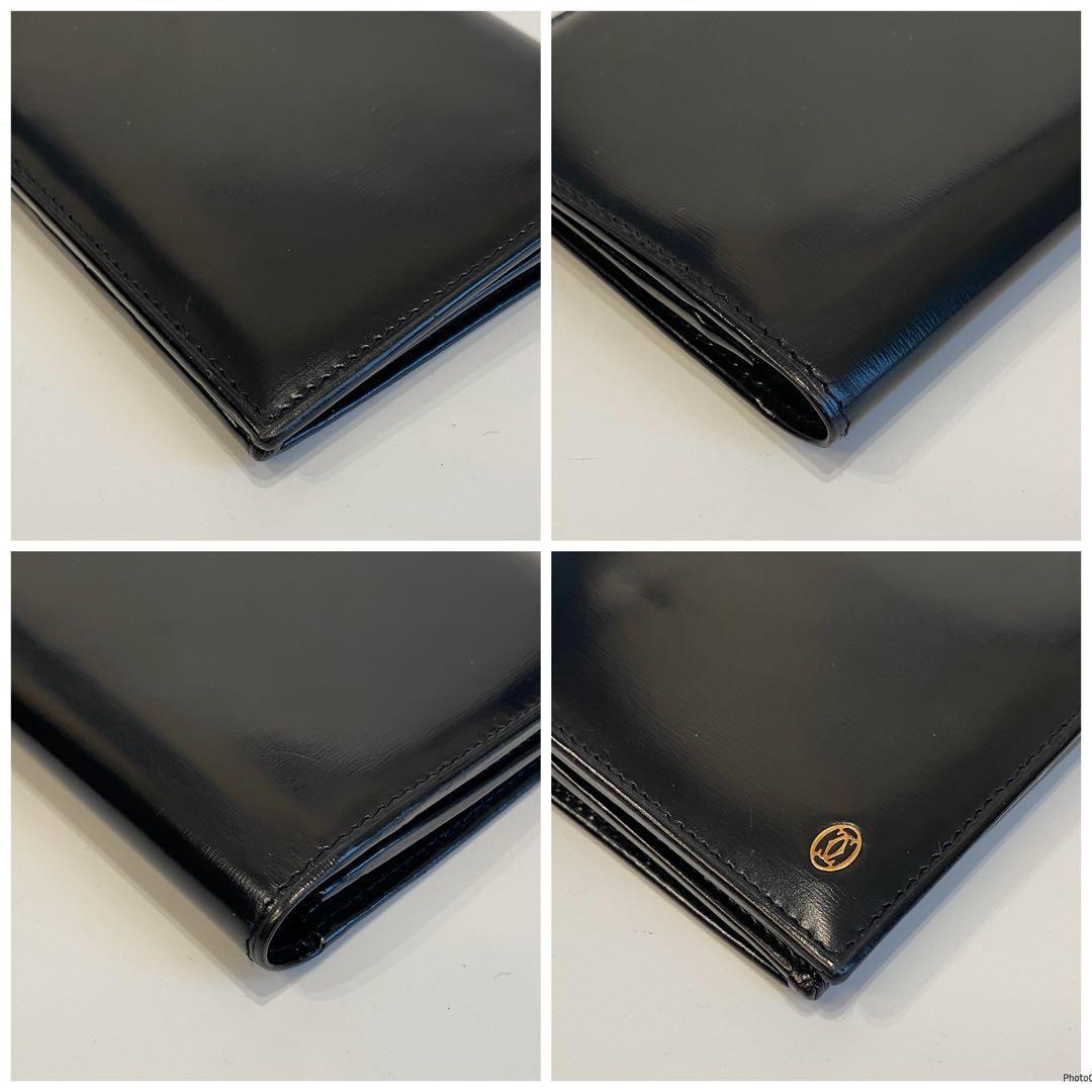 美品　カルティエ　cartier　長財布　レザーウォレット　パシャ　金ロゴ　黒