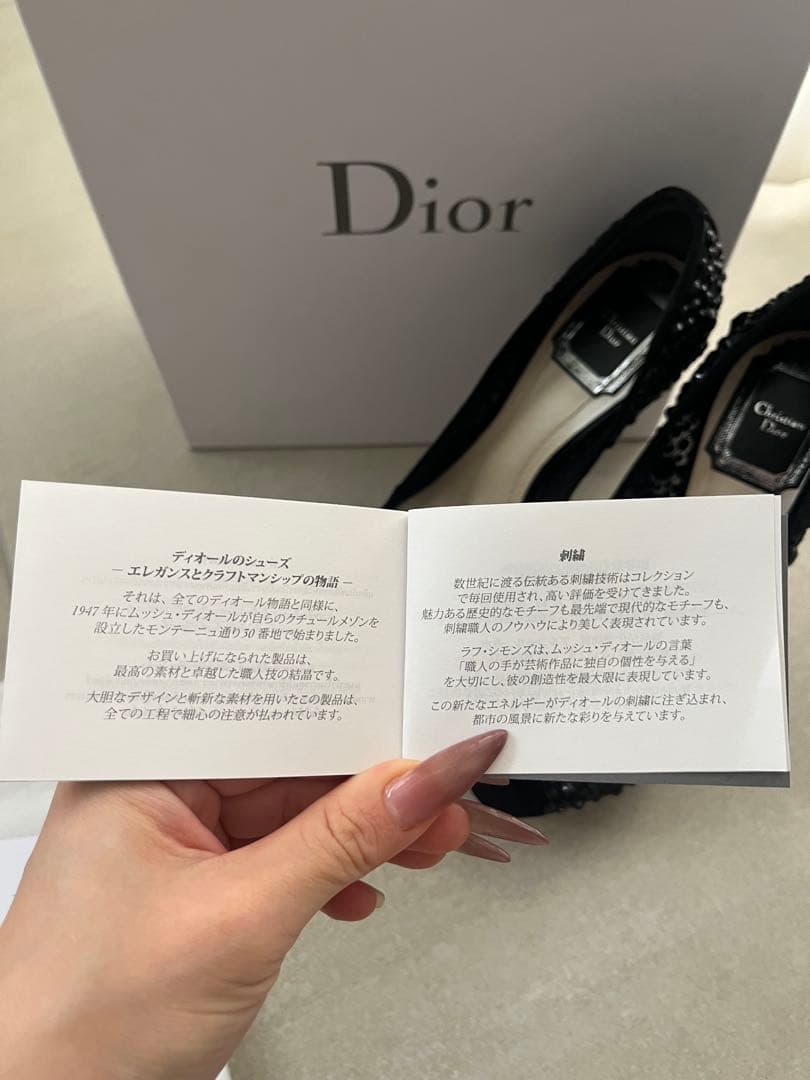 【極美品】Dior ビーズ刺繍 メッシュパンプス 35.5 黒