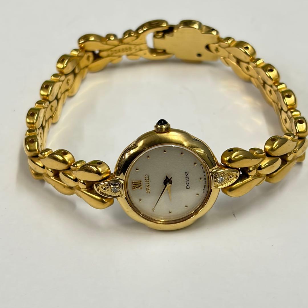 タ*ー様 美品 SEIKO Exceline レディース腕時計 2Pダイヤ入 ゴ