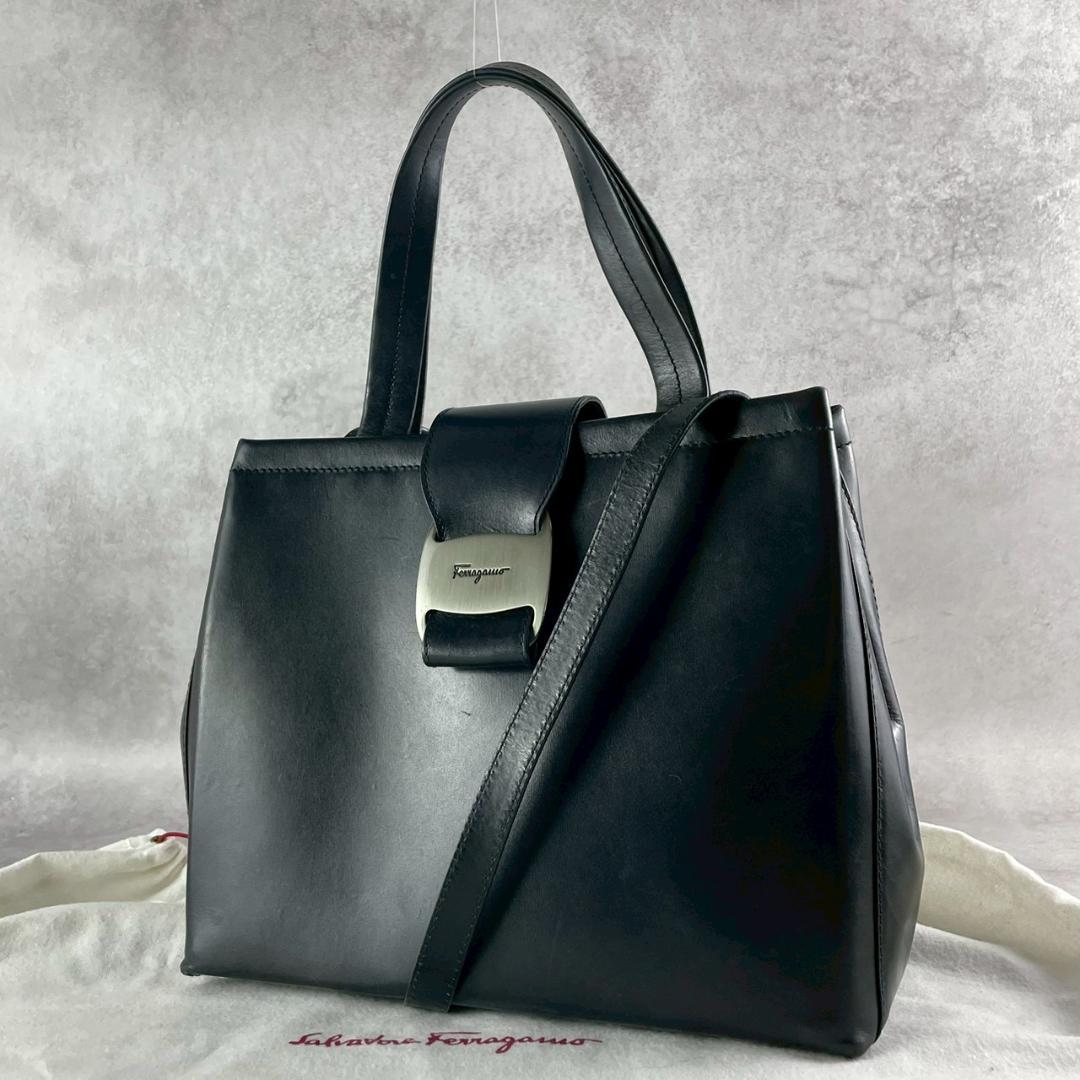 希少⭐︎フェラガモ バッグ 2way ショルダー ハンドバッグ ブラック レザー