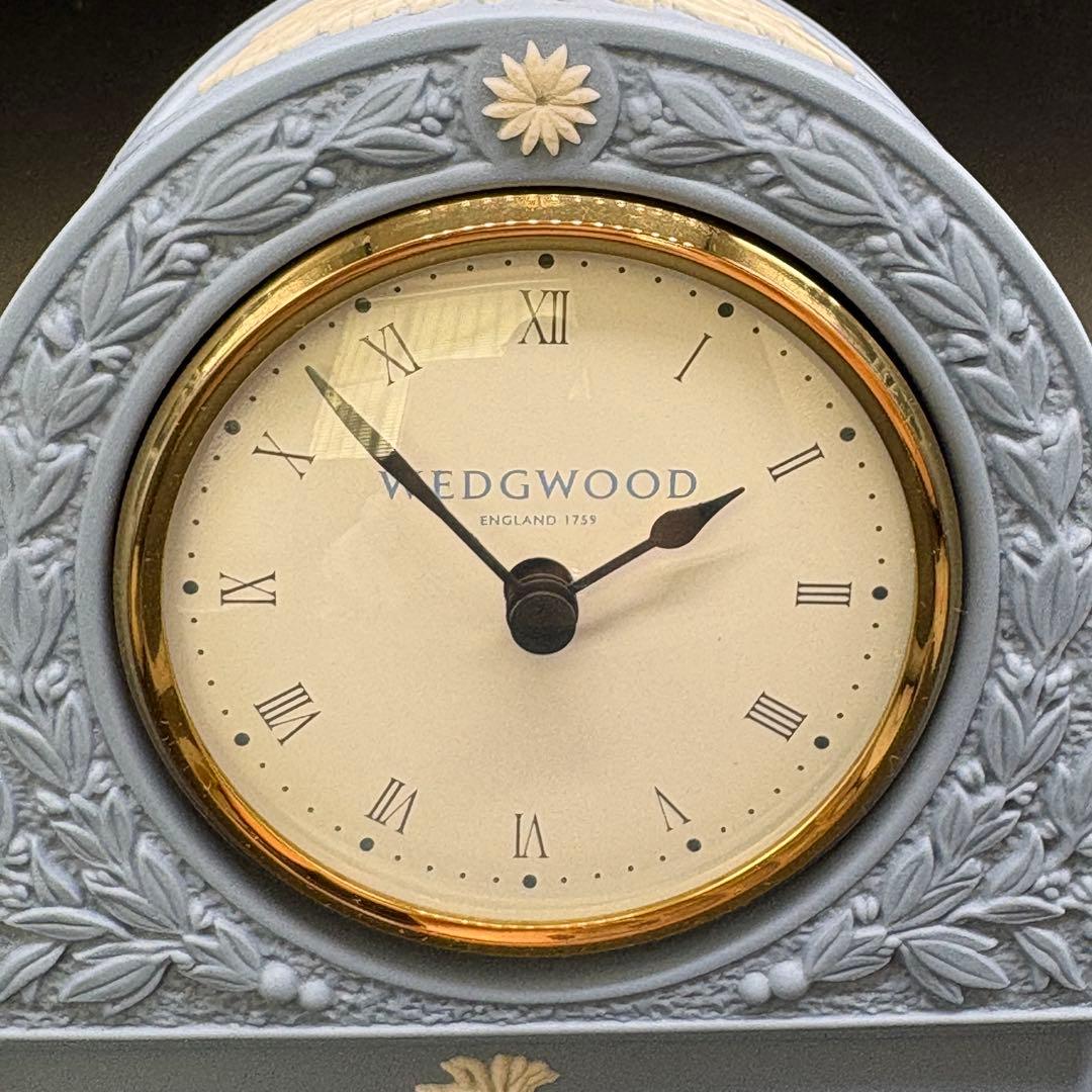 箱付き ウェッジウッド 置時計 　ペールマントルクロック　ブルー　no.177