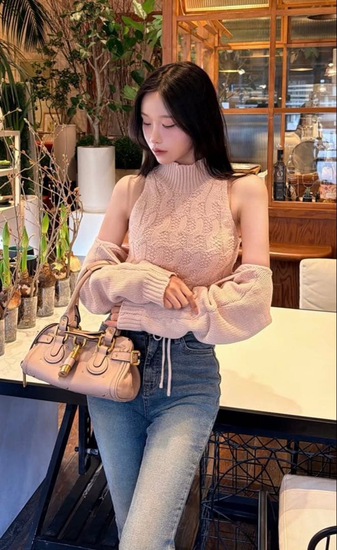 【新品】YILON LAYERED KNIT ENSEMBLE ピンク