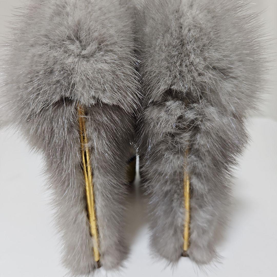 miumiu エナメル ファー付きアンクルストラップパンプス 36