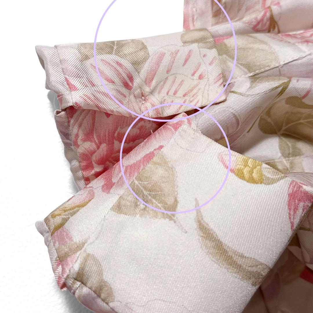 サルヴァトーレフェラガモ 花柄 シルク ボウタイ 長袖 シャツ 絹 38 ピンク