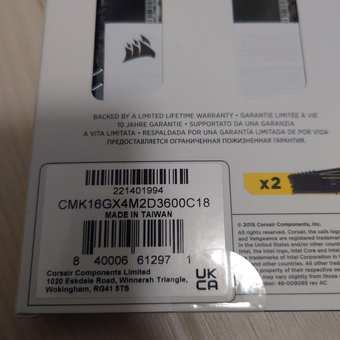 Corsair DDR4 メモリ 16GB (2x8GB) 3600MHz