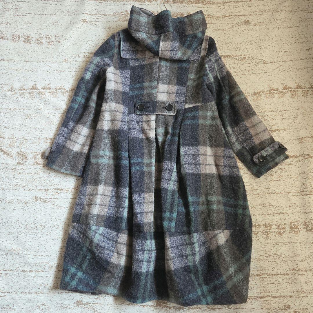 Haru◆Le-Fluy/アコーレ　◆良品◆ウールダッフルコートチェック柄