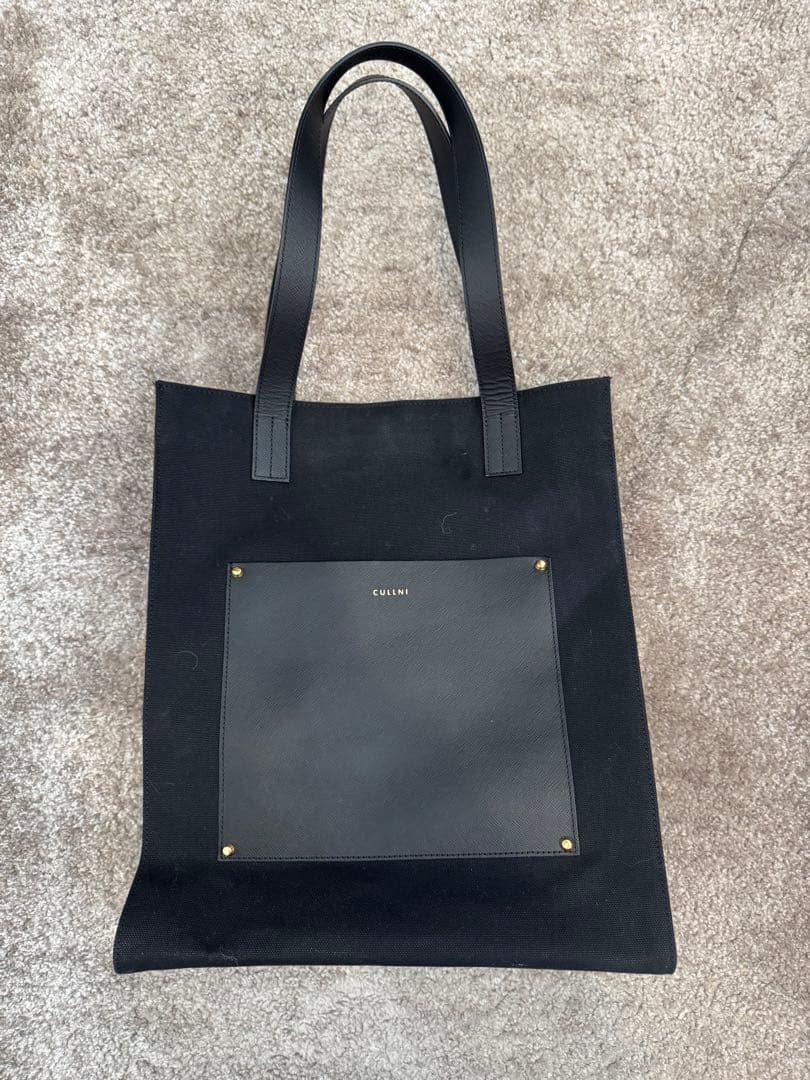 バッグ CULLNI Leather Pocket Canvas Tote
