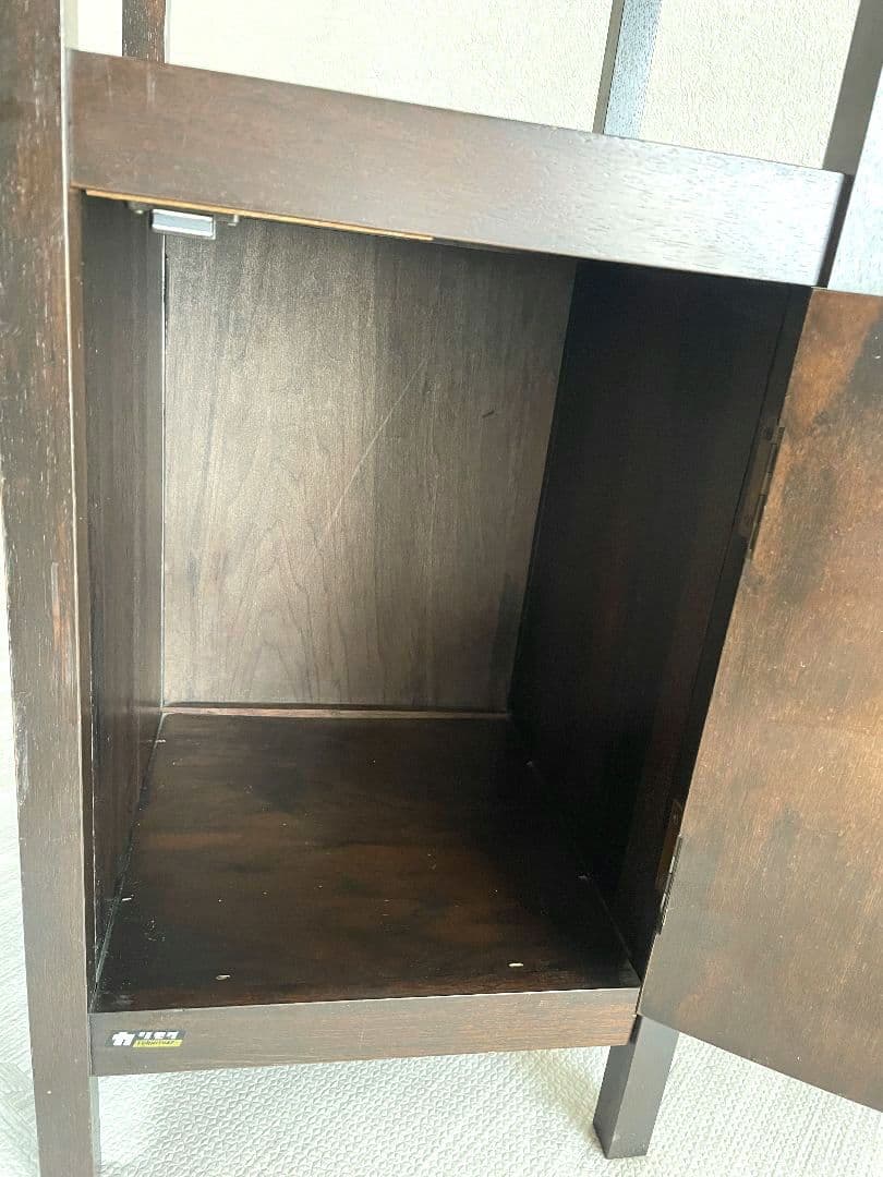 【アンティーク】カリモク 木製 電話台 FAX台 収納棚 昭和レトロ 古家具