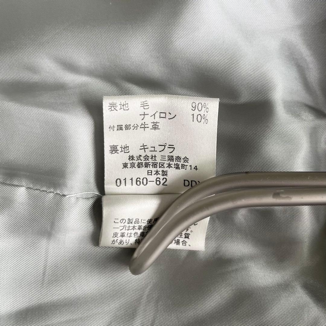 バーバリーロンドン ダッフルコート ヘリンボーン ノバチェック 牛革 グレー L