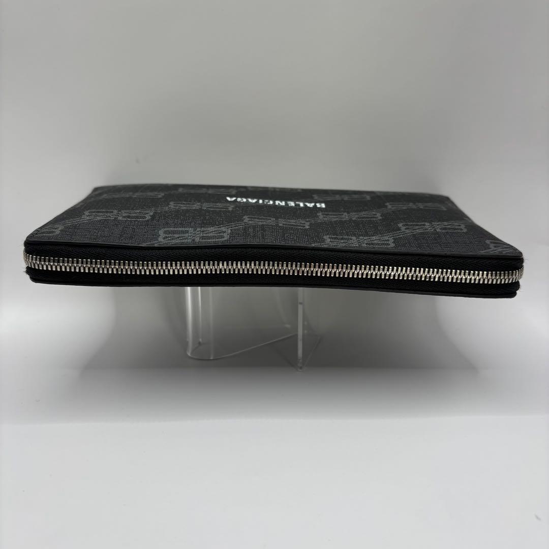 BALENCIAGA 長財布　ラウンドジップ　ブラック　BB モノグラム　財布