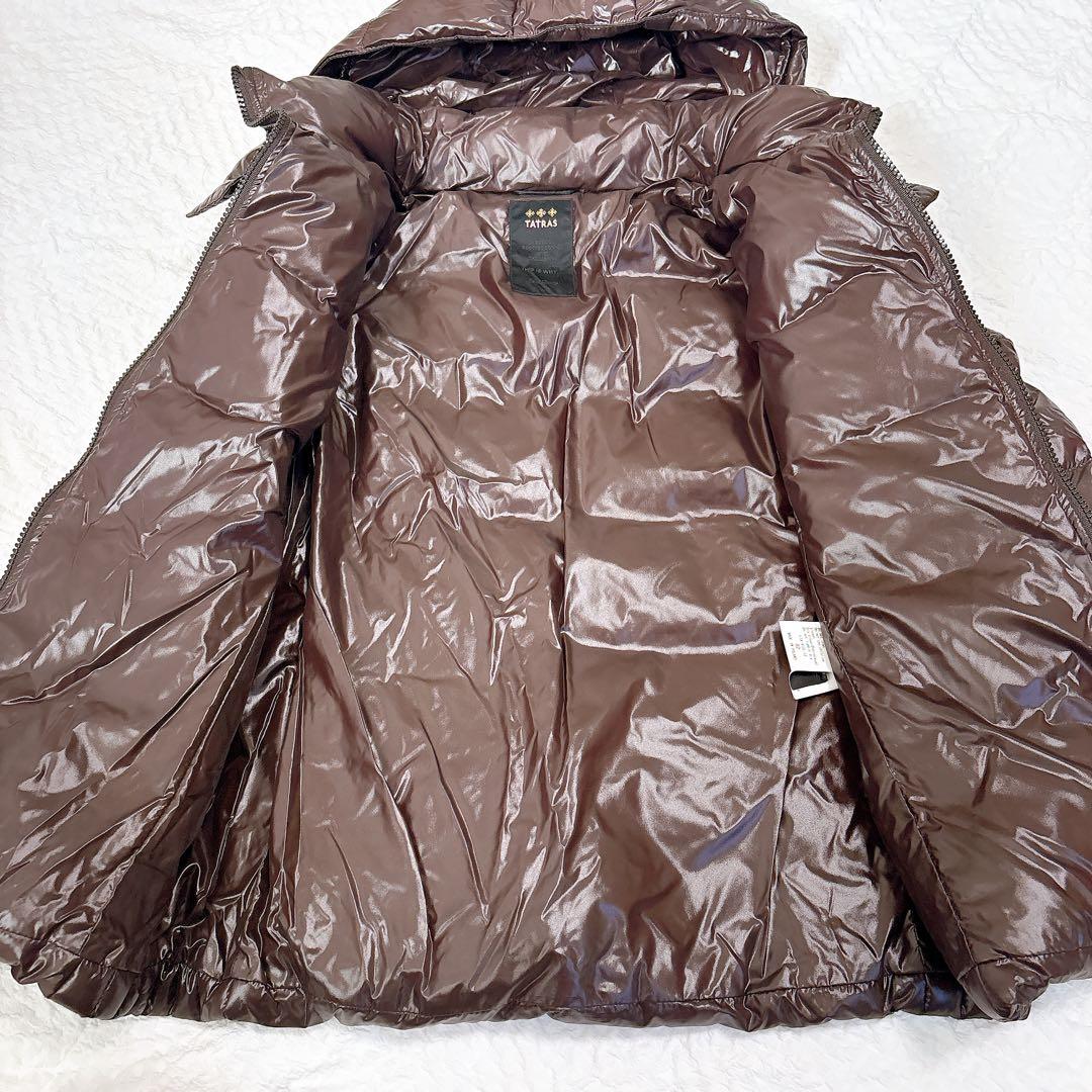 極美品✨TATRASタトラス　クルサ　ダウンジャケット　ブラウン　光沢　フード