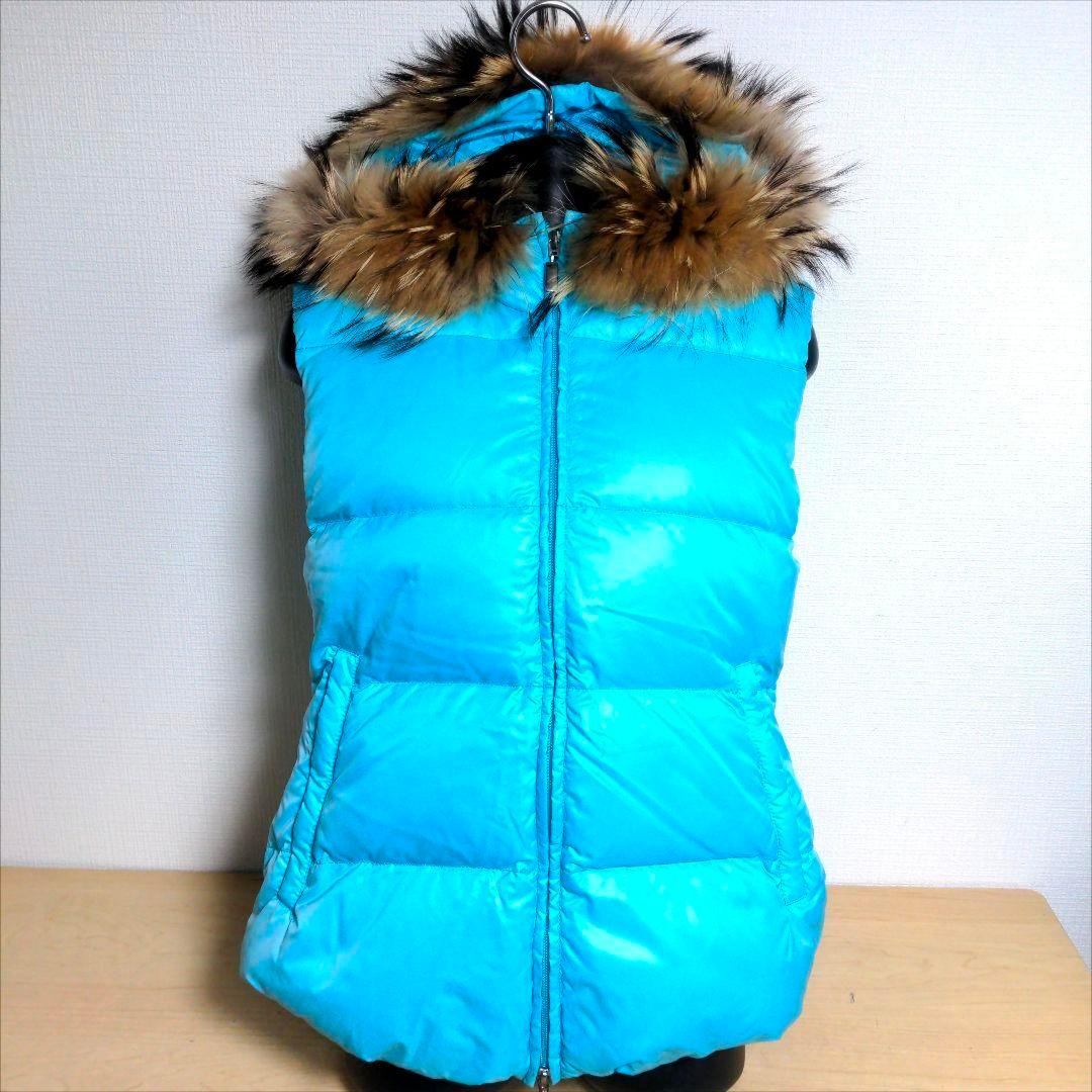 cw1 DUVETICA ダウンベスト 水色 ラクーンファー サイズ40