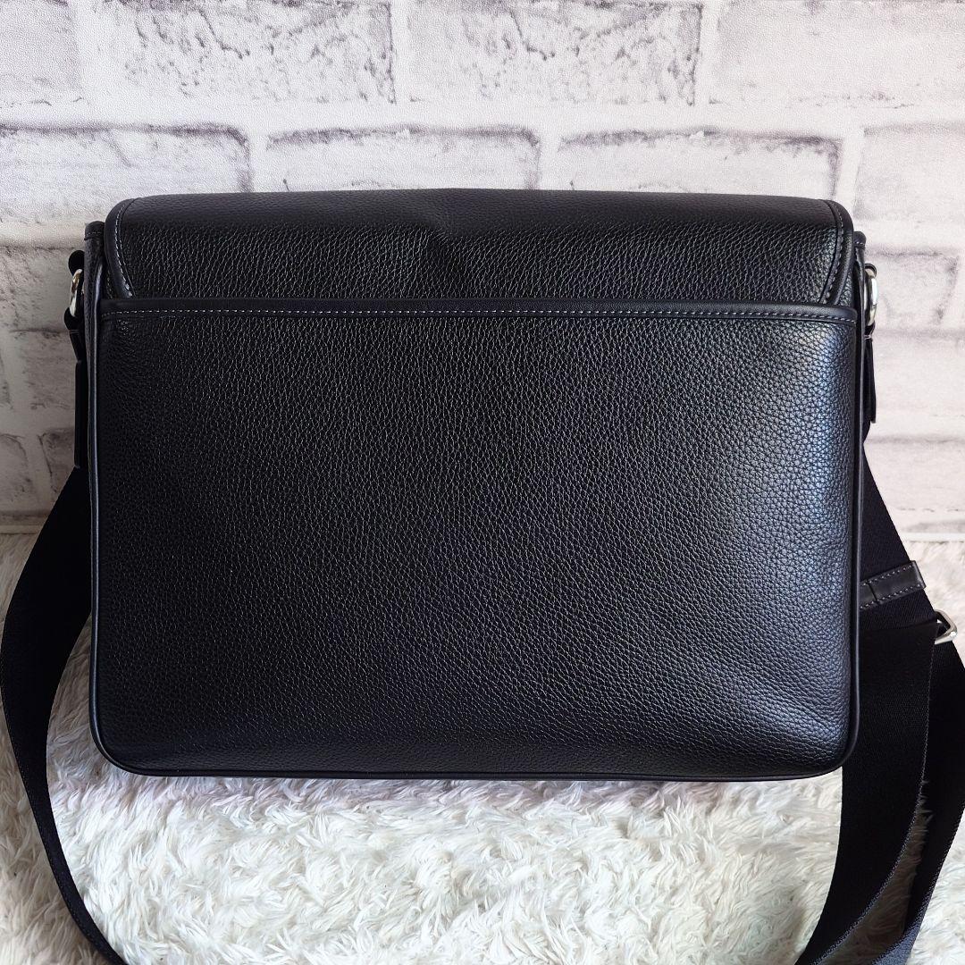美品 コーチ スプリント メッセンジャー A4収納可 レザー 斜め掛け ブラック