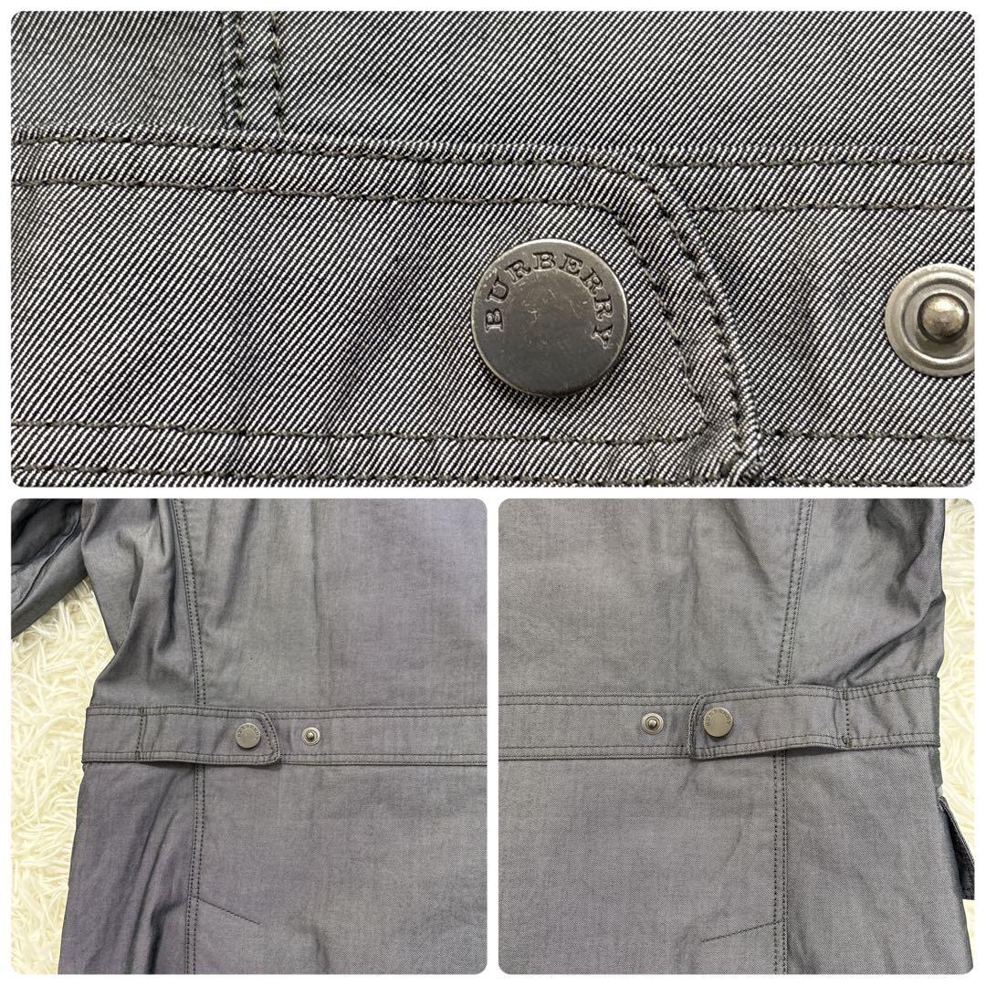 美品✨XLサイズ　バーバリーロンドン　ブルゾン　ノバチェック　ロゴボタン　グレー