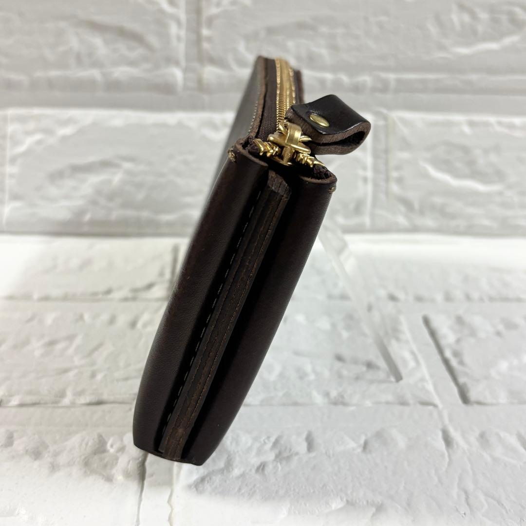 【未使用級】HERZ Organ Lジップ　小さいファスナー長財布　ブラウン