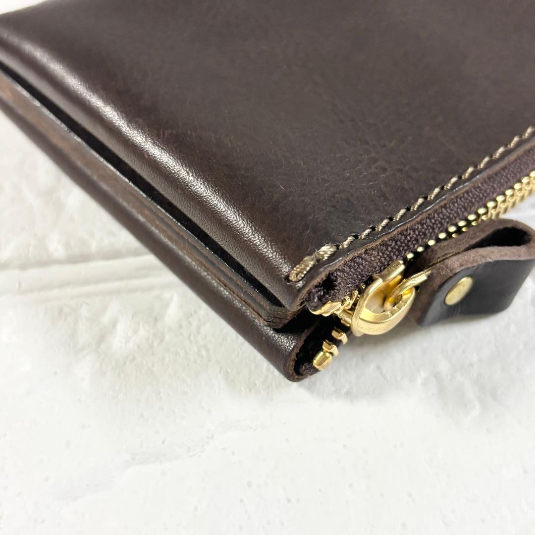 【未使用級】HERZ Organ Lジップ　小さいファスナー長財布　ブラウン