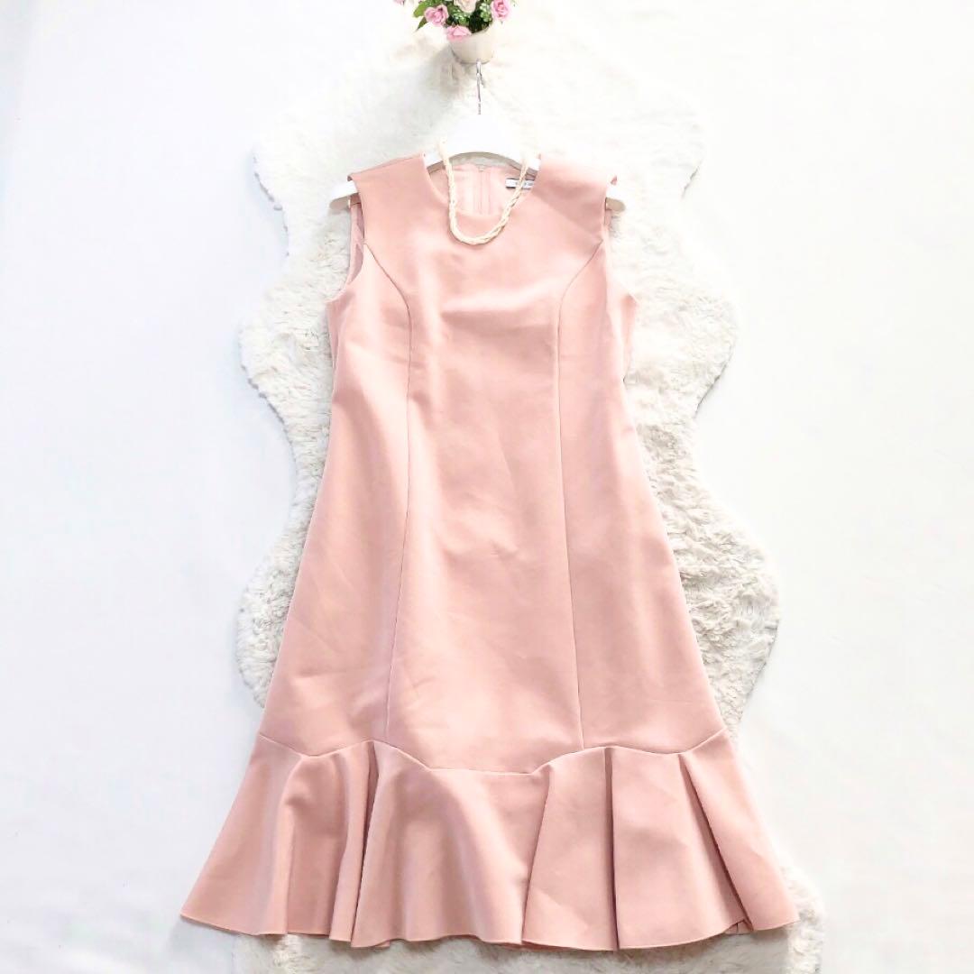 FOXEY*フォクシーニューヨーク　裾プリーツワンピース　フレア　ピンク　38